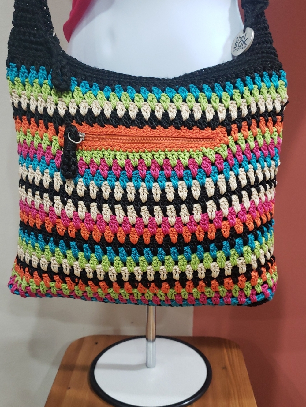 The Sak Multicolor Crochet Crossbody Bag - Black Trim